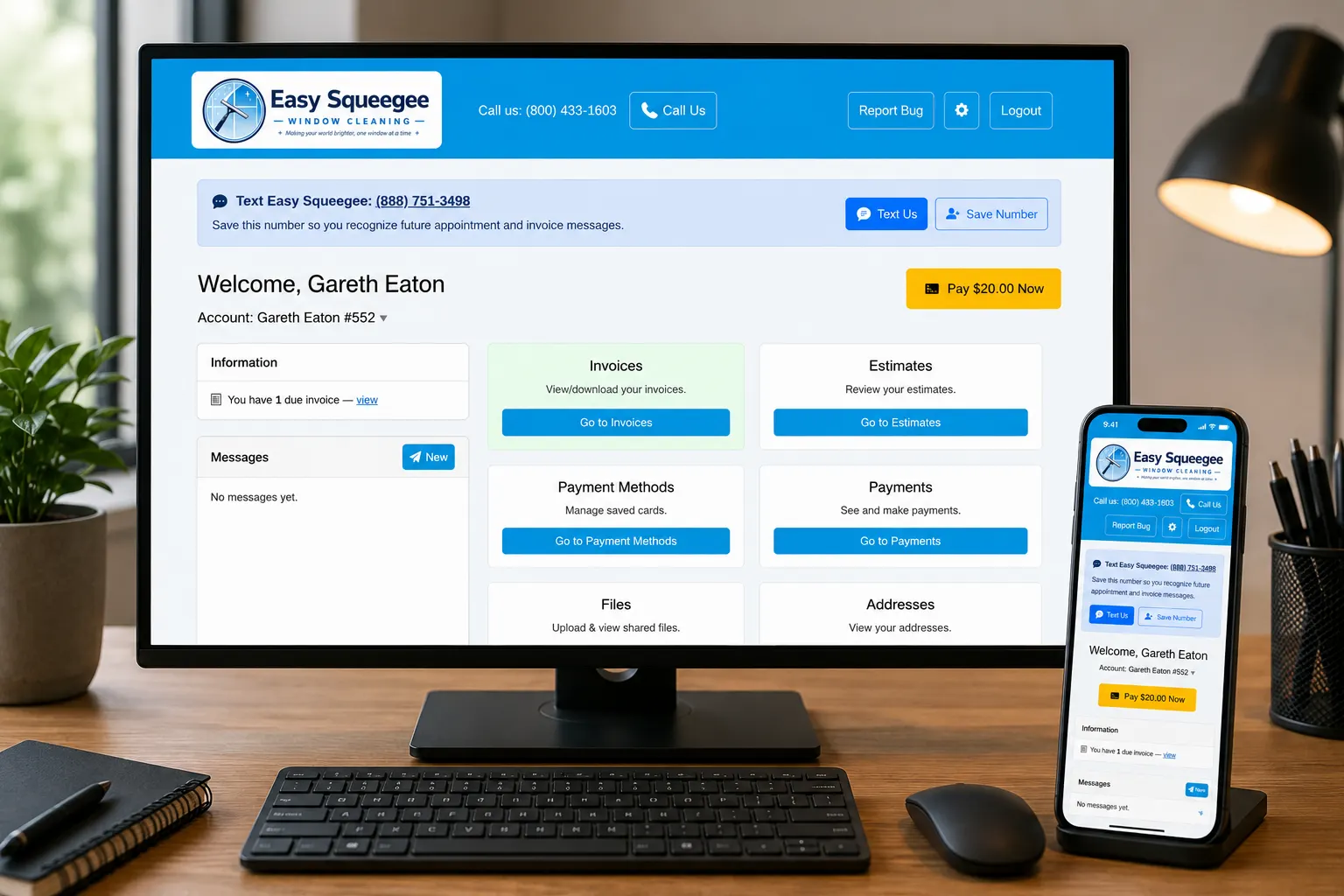 Easy Squeegee customer portal
